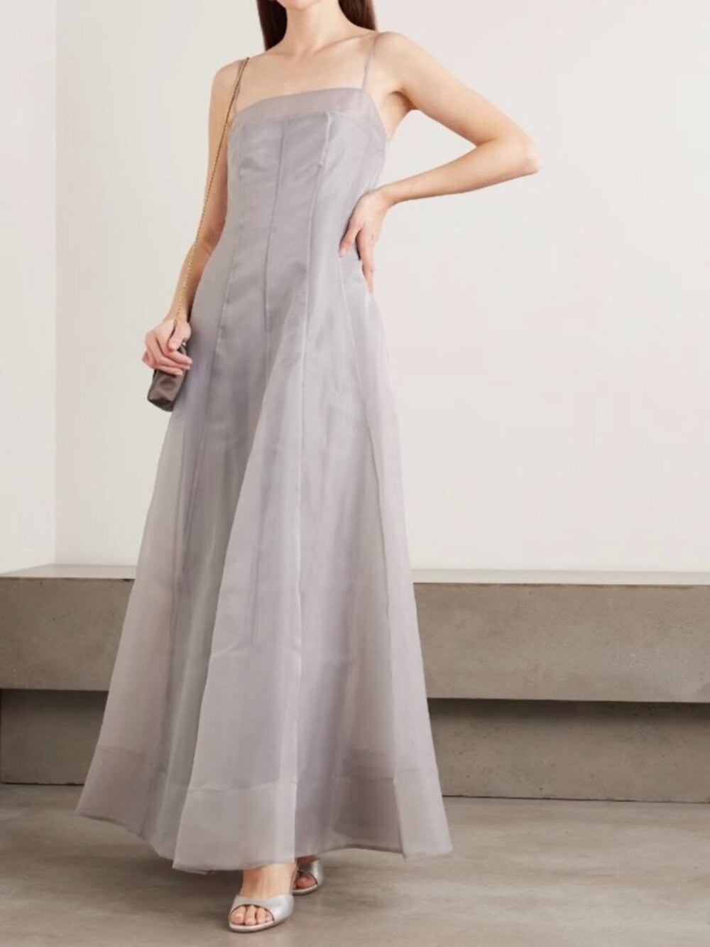 Staud Gustav Organza dress Size Small in beautiful deep grey